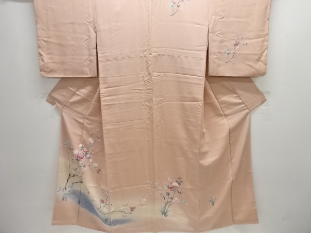 作家物　手描き友禅　流水に枝花模様訪問着